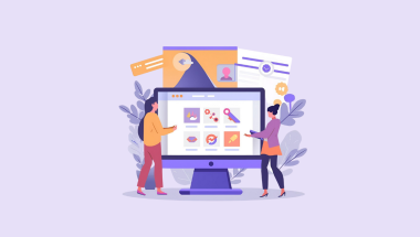 Kuvitettu kuva ihmisistä suorittamassa markkinoinnin automaation 5 kohdan listaa. CanvaAI