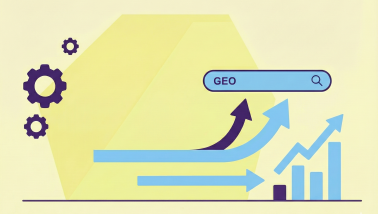 Kuvituskuva hakukoneen hakukentästä sekä ylöspäin suuntaavia nuolia kuvaamassa tekoälyliikenteen määrän kasvua