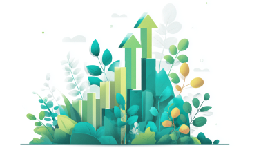 Kuvituskuva kasvavasta pensaasta, jossa on myös nuolia ylöspäin 