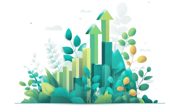 Kuvituskuva kasvavasta pensaasta, jossa on myös nuolia ylöspäin 