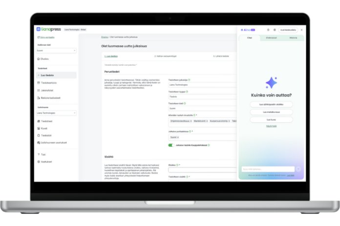 LianaMonitorin käyttöliittymä