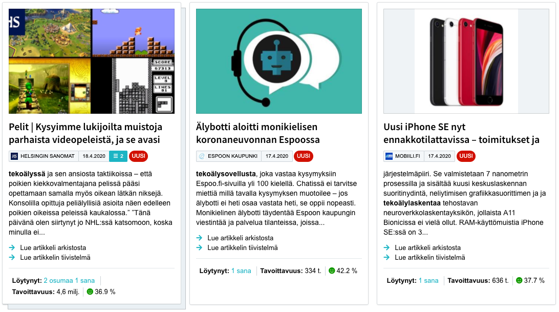 LianaMonitor näyttää artikkelien tavoittavuuden automaattisesti