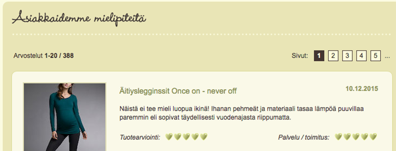 Bebes-verkkokauppa tarjoaa mahdollisuuden arvostella tuotteita sydämin