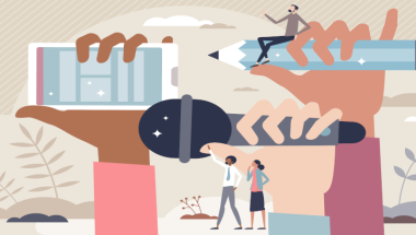 Kuvitettu kuva yritysten tiedottamisesta.