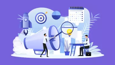 Kuvitettu kuva ihmisistä vaeltamassa rinnettä ylös, joka kuvaa sitä, kuinka blogin hakukoneoptimointi on avain Google näkyvyyden nousuun