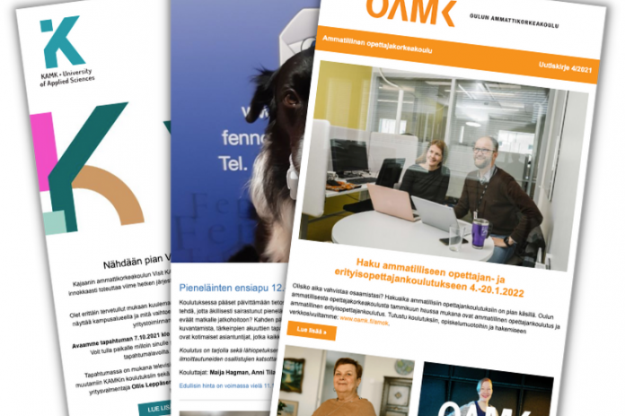 Esimerkkejä sähköpostimarkkinointityökalu LianaMailerilla toteutetuista koulutusalan uutiskirjeistä